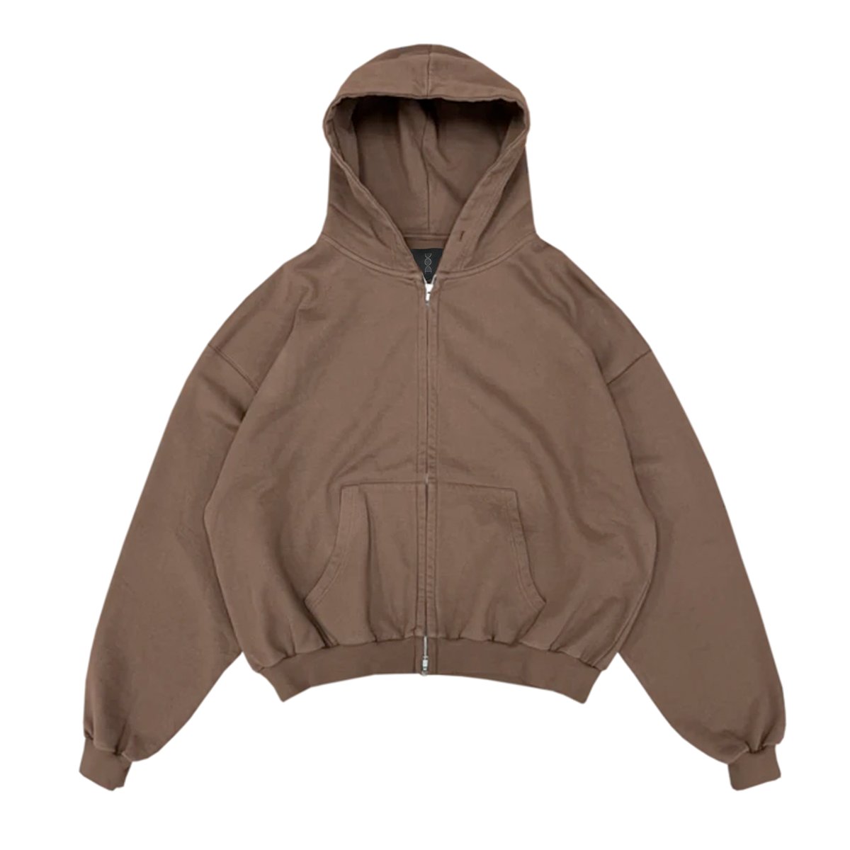 Image of MOCHA BOXY ZIP THROUGH HOODIE