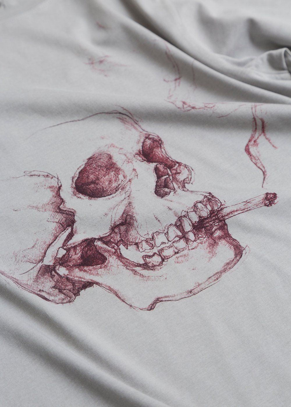 Smoking Skull Unisex Grey Tee (Organic)