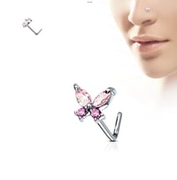 Pink Butterfly Nose Ring