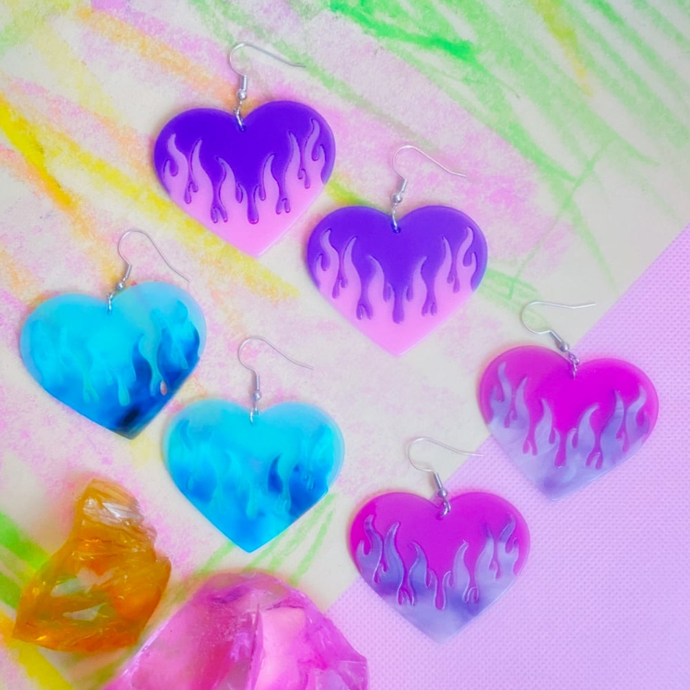 Image of FLAMING HEARTS EARRINGS