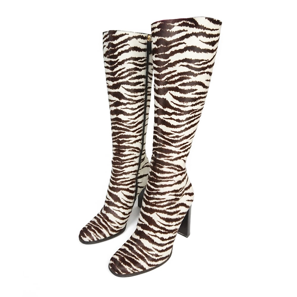 Image of Gucci 2006 Pony Hair Tiger Print Boots