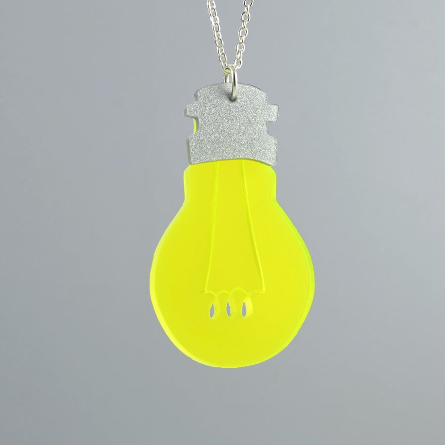 Light Bulb Necklace i am acrylic - Main Image