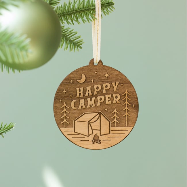 Happy Camper Wood Ornament