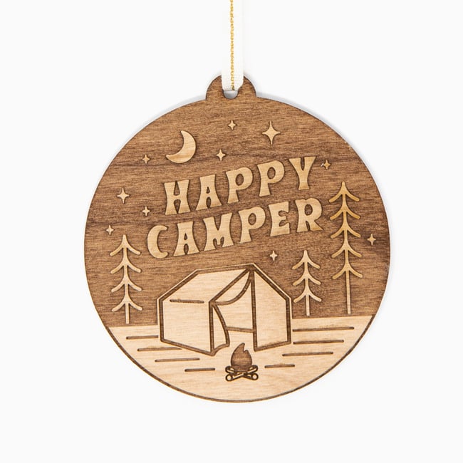 Happy Camper Wood Ornament