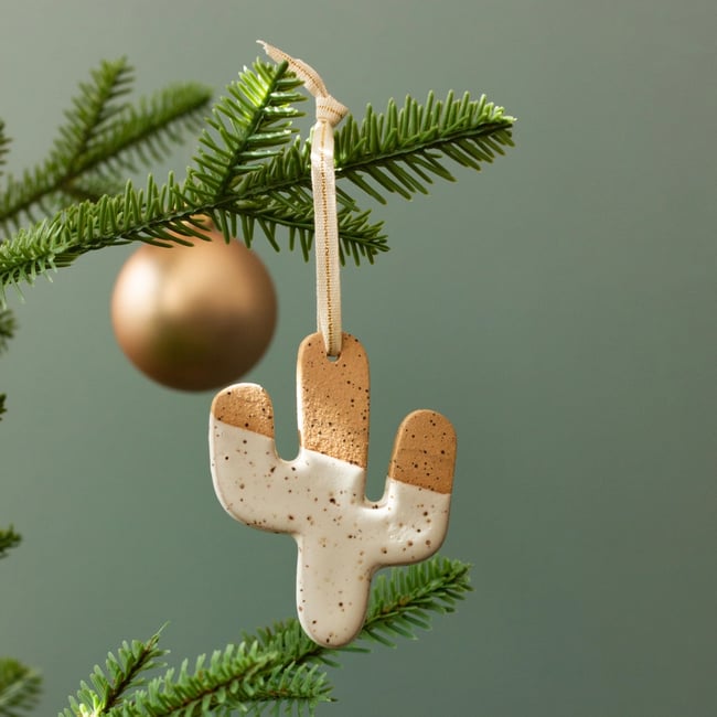 Speckled Cactus Ceramic Ornament