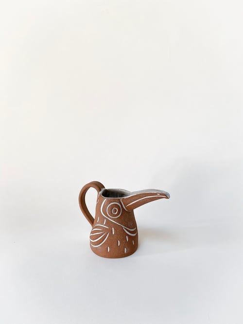 Image of Red Feathered Baby Toucan Creamer with Handle