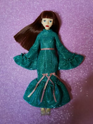 Image of Lounging Linda ~ Venus Dress - Teal Glitter for Blythe and Cherry