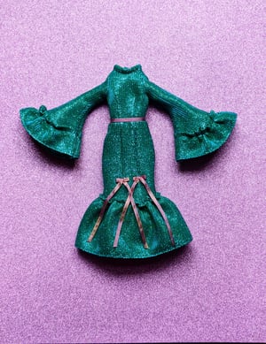 Image of Lounging Linda ~ Venus Dress - Teal Glitter for Blythe and Cherry