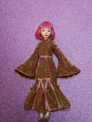 Image of Lounging Linda ~ Venus Dress - Gold Glitter fits Blythe and Cherry