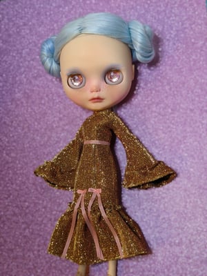 Image of Lounging Linda ~ Venus Dress - Gold Glitter fits Blythe and Cherry