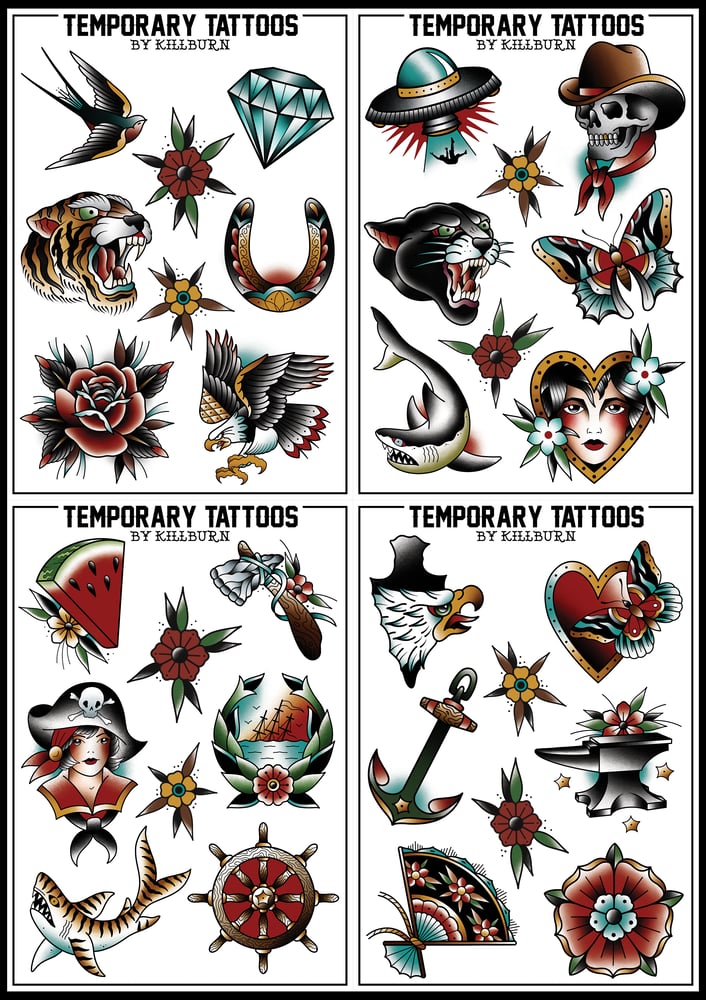 Image of TEMPORARY TATTOO SHEETS - SMALL