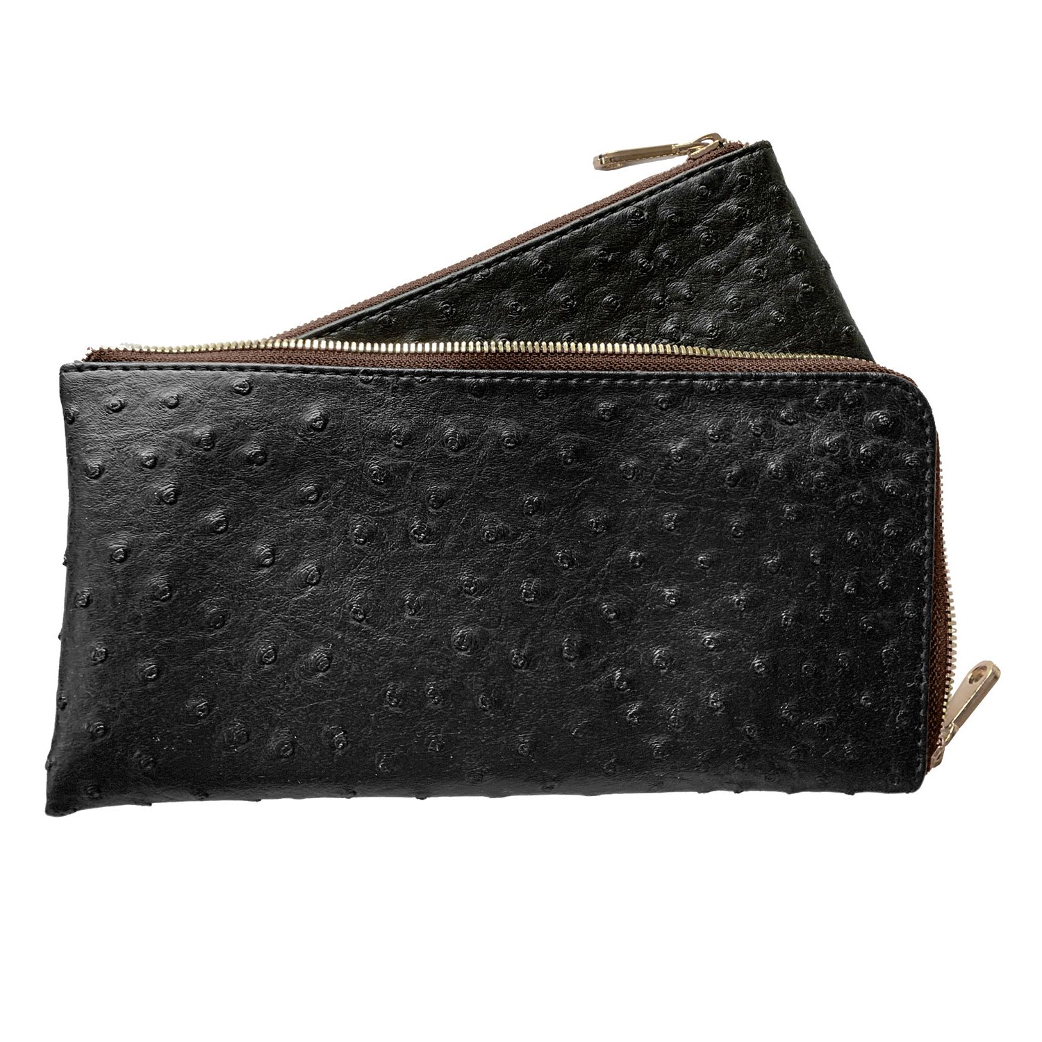 Image of Ostrich Vegan Leather Classic Purse Black