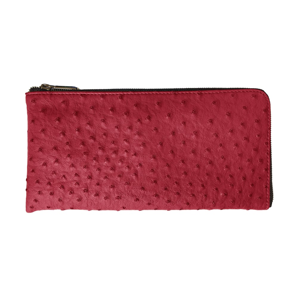 Image of Ostrich Vegan Leather Classic Purse Red