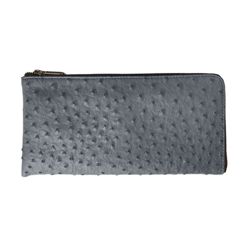 Image of Ostrich Vegan Leather Classic Purse Grey