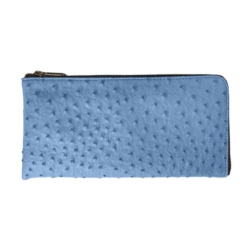 Image of Ostrich Vegan Leather Classic Purse Blue