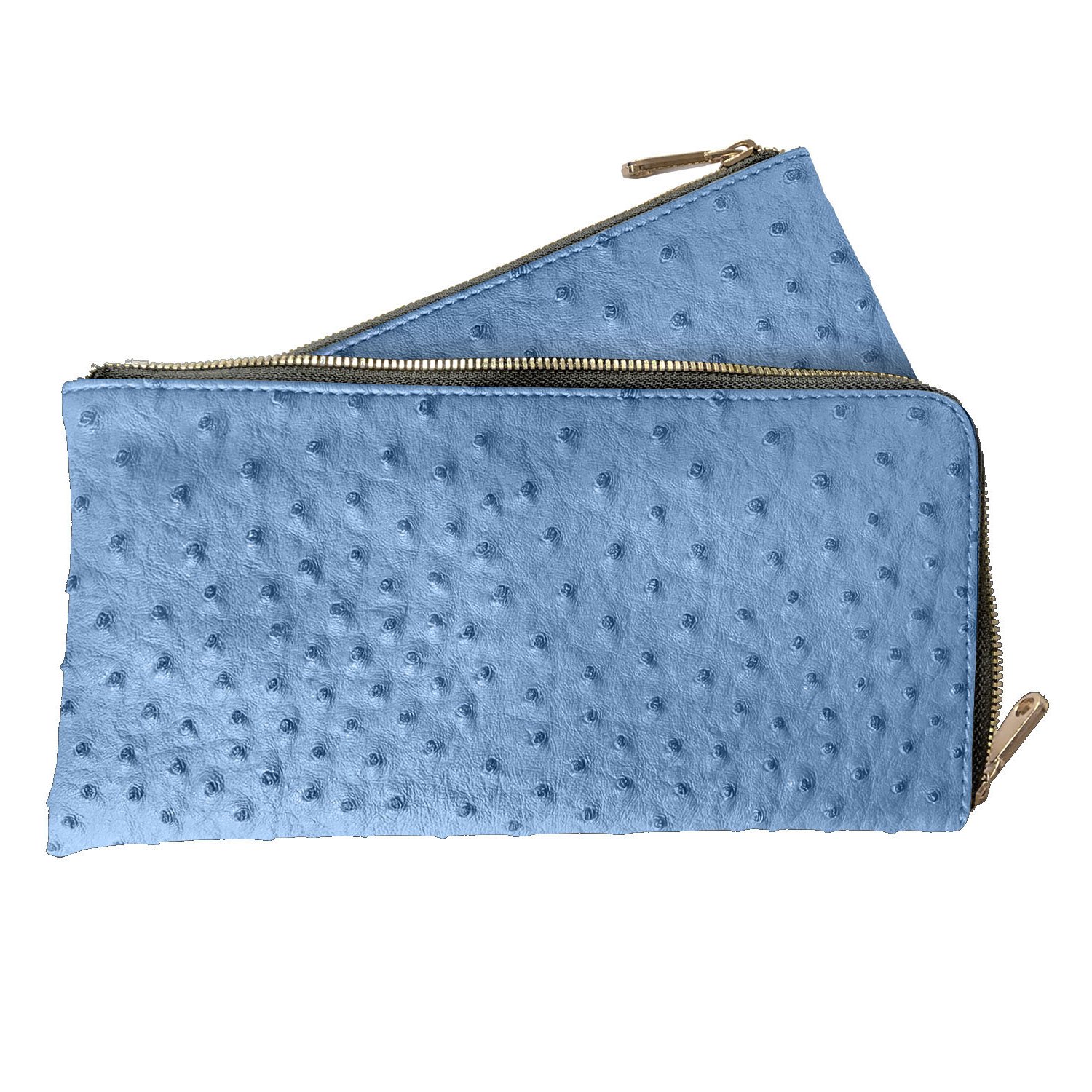 Image of Ostrich Vegan Leather Classic Purse Blue