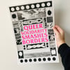QUEER SOLIDARITY SMASHES BORDERS A3 riso print