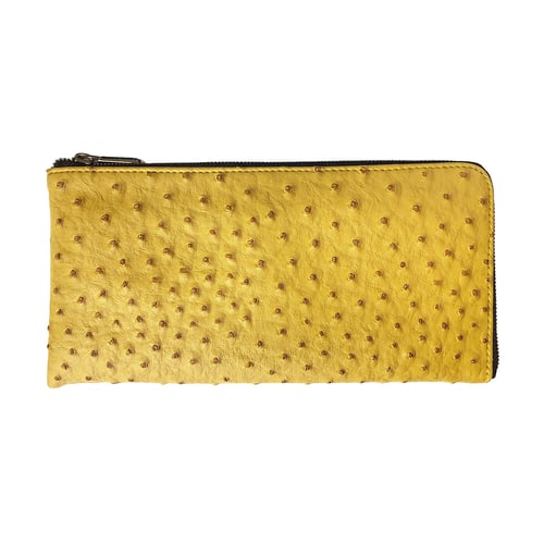 Image of Ostrich Vegan Leather Classic Purse Yellow