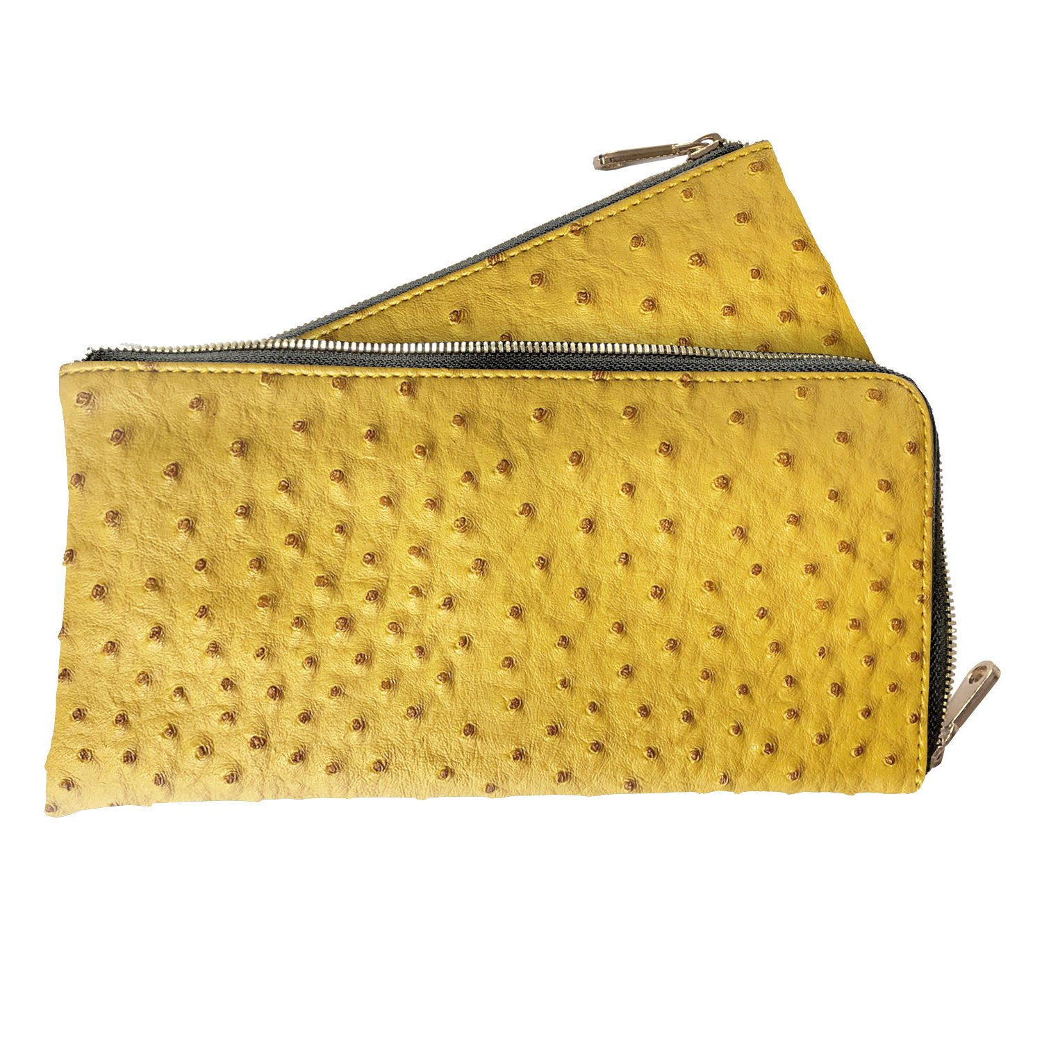 Image of Ostrich Vegan Leather Classic Purse Yellow