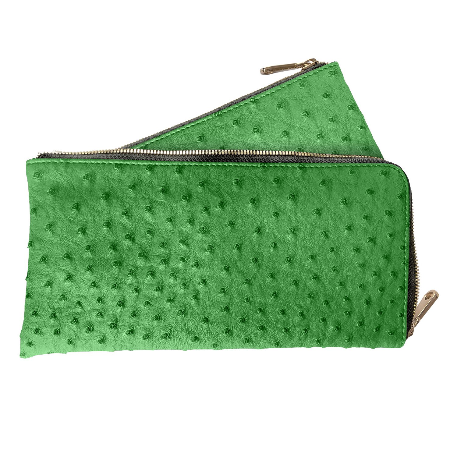 Image of Ostrich Vegan Leather Classic Purse Green