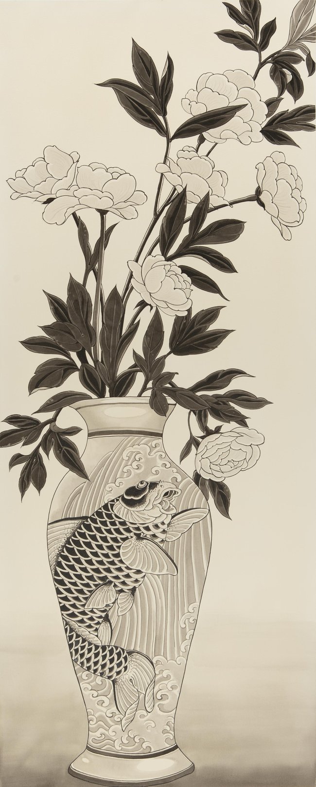 Koi Vase + Flowers | ORIGINAL WATERCOLOR