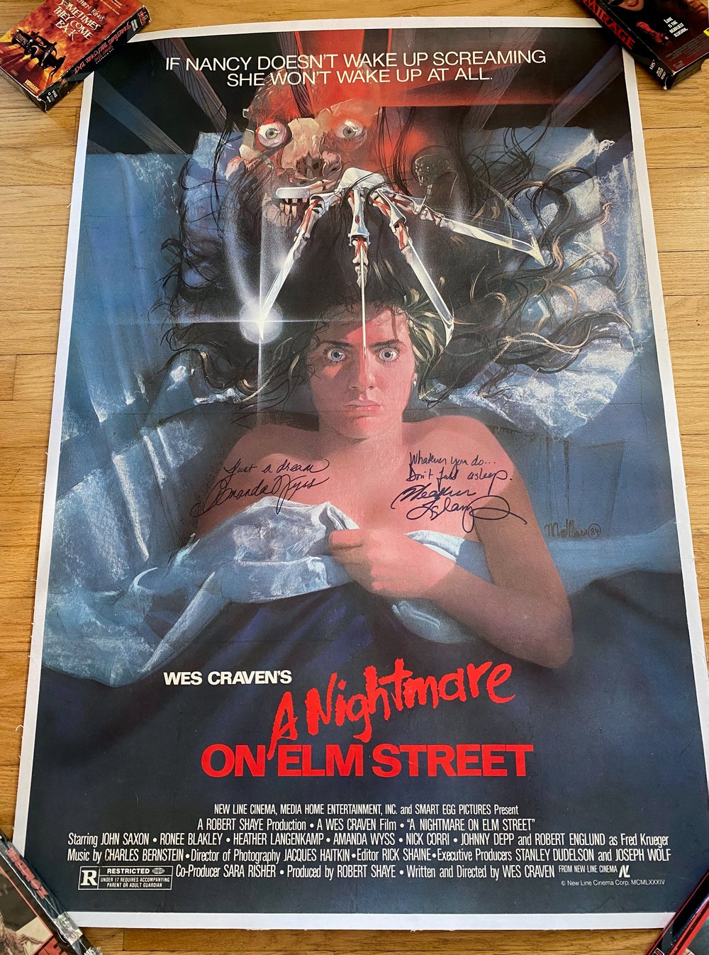 1984 A NIGHTMARE ON ELM STREET Original U.S. Linen Backed SIGNED One Sheet Movie Poster