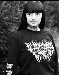 Image 1 of BLACK CROSS WORSHIP BRUTAL TEXT 90's LONG SLEEVE