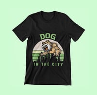bulldog tshirt - dog in the city