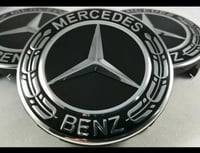 Image 2 of Mercedes Black Alloy Wheel Centre Hub Caps AMG A B C E S M Class ML CLA GLA SLK