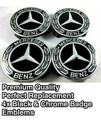 Image 1 of Mercedes Black Alloy Wheel Centre Hub Caps AMG A B C E S M Class ML CLA GLA SLK