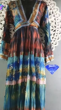 Image 1 of Jewelled dress/kaftan rust blues