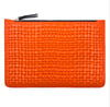 Orange "tressé" leather XL pouch