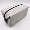 Ivory grained leather Travel case - black zipper
