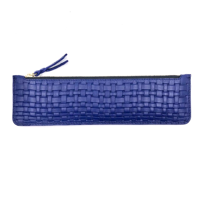 Klein blue "tressé" leather Pencil case
