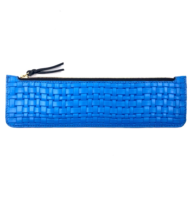 Turquoise "tressé" leather Pencil case