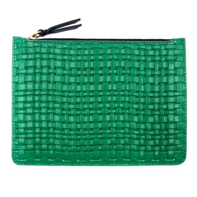 Grass green "tressé" Maxi Pouch
