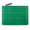 Emerald green "tressé" leather Maxi pouch