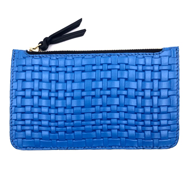 Turquoise 'tressé" leather Mini pouch