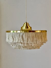Large Brass and Fringed Pendant Light by Jakobsson, Sweden [I]