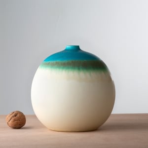 Image of Vase boule Turquoise et blanc