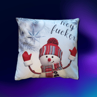 Hey F*cker! Snowman holiday throw pillow