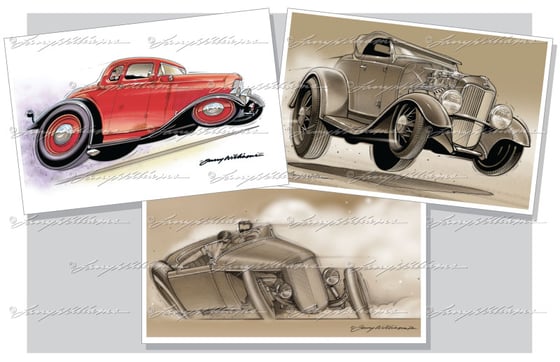 Image of "32 Deuce Pack" Print Set: Includes "Five Window Flyer" "Roadster Trip" and "Gravel Run"