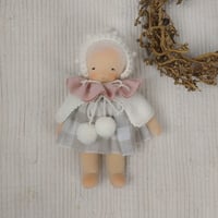 Image 4 of MipiMopi 8 inches tall waldorf inspired doll in grey bunny suit