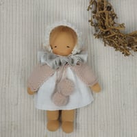 Image 4 of MipiMopi 8 inches tall waldorf inspired doll in peanut bunny suit