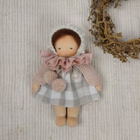 Image 4 of MipiMopi 8 inches tall waldorf inspired doll in rusty bunny suite