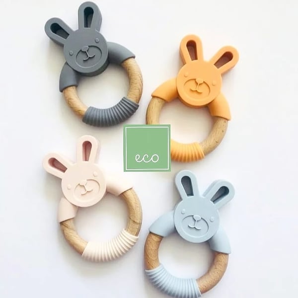 Image of SILICONE /WOODEN TEETHERS 
