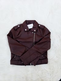 Image 1 of Brown Faux Leather Jacket 