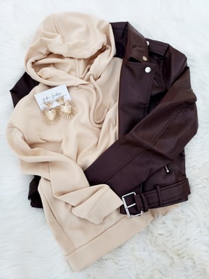 Image of Brown Faux Leather Jacket 