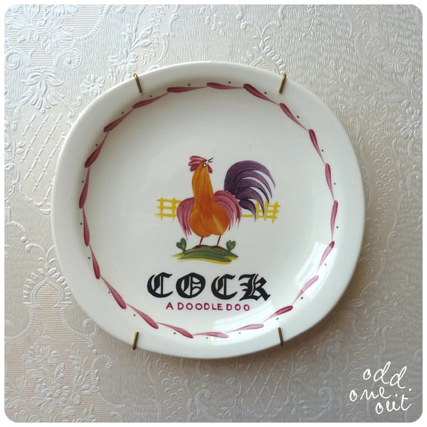 Image of COCK (a doodle doo) - Hand Painted Vintage Plate