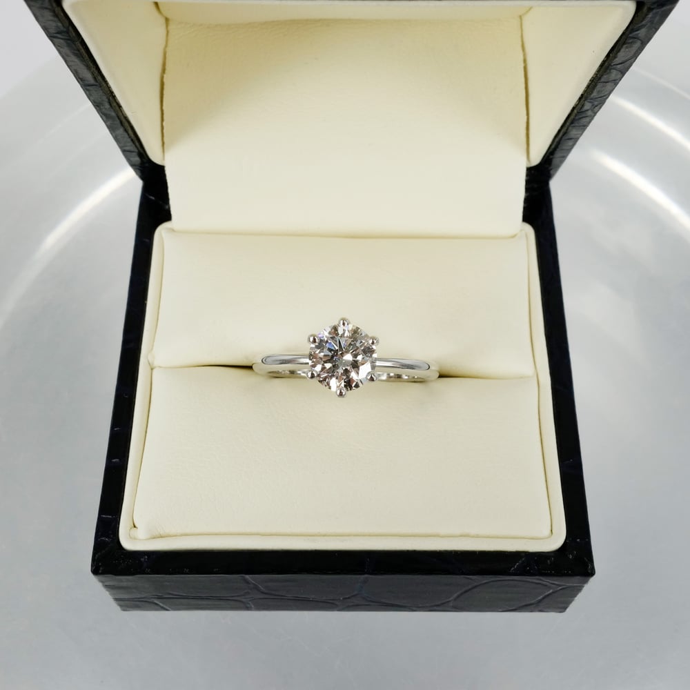 Image of 18ct white gold solitaire diamond ring. 1 = 1.03ct GSI1 XXX. PJ4352
